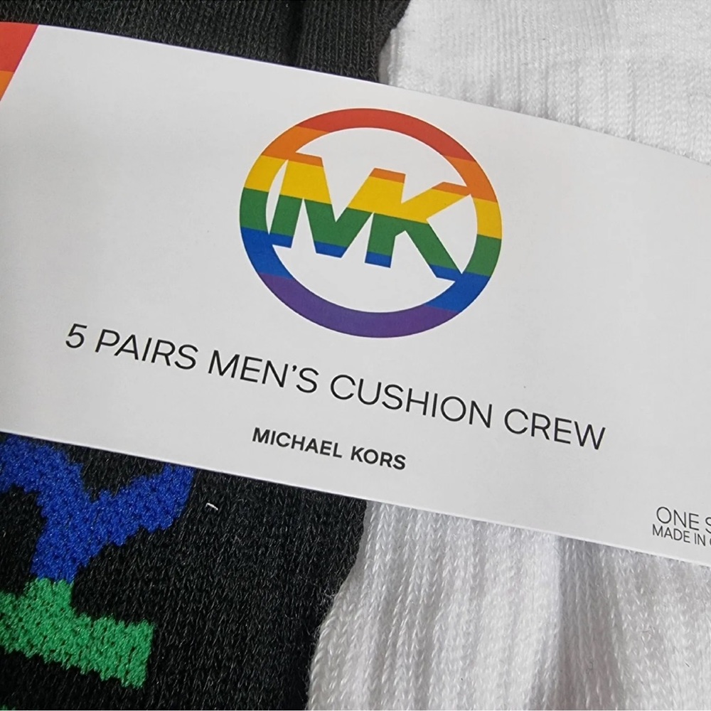 Michael Kors Pride Crew Sock Multi- 5PK Rainbow ๐ NWT Unisex One Size - Picture 5 of 8